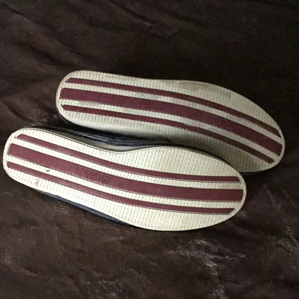 Sperry Preppy Top-Sider Boat Shoes Gray Canvas Nautical Size 10 1/2